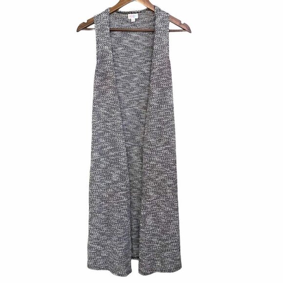 LulaRoe Women's Side Slit Marled Gray Knit Joy Long Line Duster Vest Size XS - Picture 1 of 6